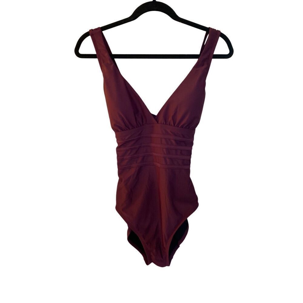 Coastal rose, NWT women’s burgundy V-neck cross back from suit size 8 - Picture 3 of 7